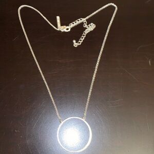Lele Sadoughi Silver Tone Circle Pendant Necklace